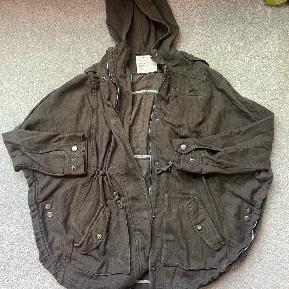 Free People Olive Hooded Jacket